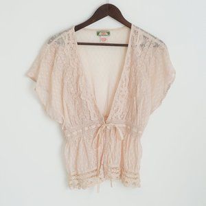 Light Pink Lace Blouse Top Small